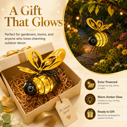 Solar Powered Bee Garden Lantern 🐝 | Weatherproof Outdoor Light with 6–12H Warm Glow-YH