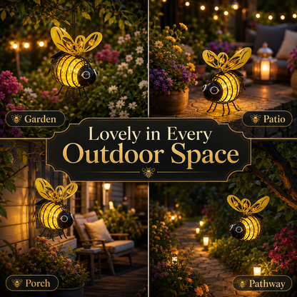 Solar Powered Bee Garden Lantern 🐝 | Weatherproof Outdoor Light with 6–12H Warm Glow-YH