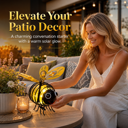 Solar Powered Bee Garden Lantern 🐝 | Weatherproof Outdoor Light with 6–12H Warm Glow-YH
