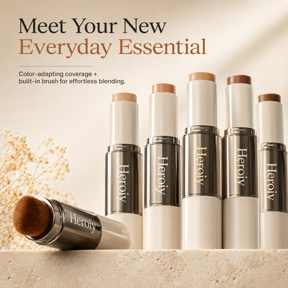 💄 Korean Color-Changing Foundation Stick – Dewy Glass Skin Makeup with Skincare Ingredients & Dual Brush Applicator-YH