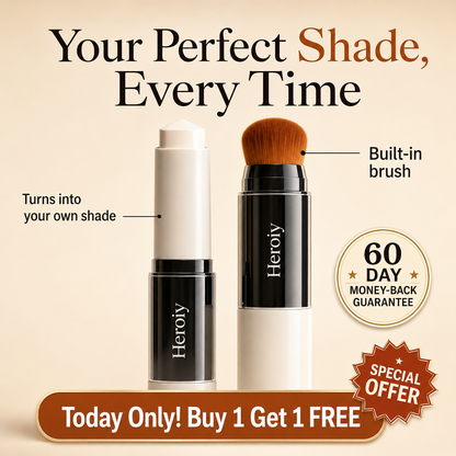 💄 Korean Color-Changing Foundation Stick – Dewy Glass Skin Makeup with Skincare Ingredients & Dual Brush Applicator-YH