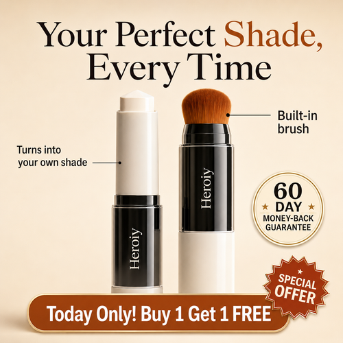 💄 Korean Color-Changing Foundation Stick – Dewy Glass Skin Makeup with Skincare Ingredients & Dual Brush Applicator-YH