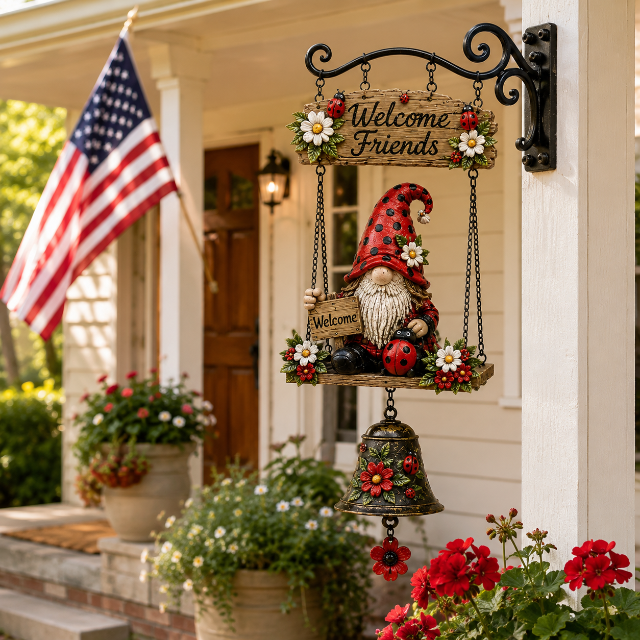 🔥Limited time 60% OFF – Rustic Garden Gnome Bell Outdoor Decor 🐞🌼-YH
