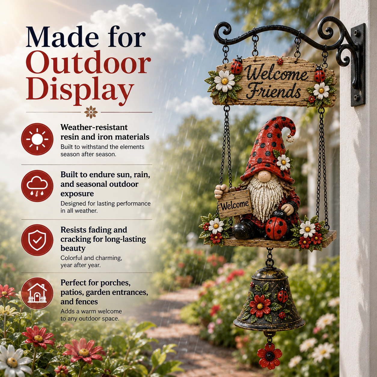 🔥Limited time 60% OFF – Rustic Garden Gnome Bell Outdoor Decor 🐞🌼-YH
