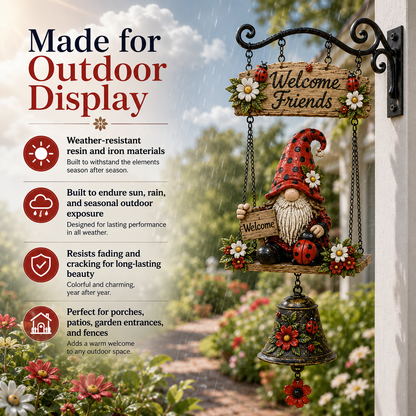 🔥Limited time 60% OFF – Rustic Garden Gnome Bell Outdoor Decor 🐞🌼-YH