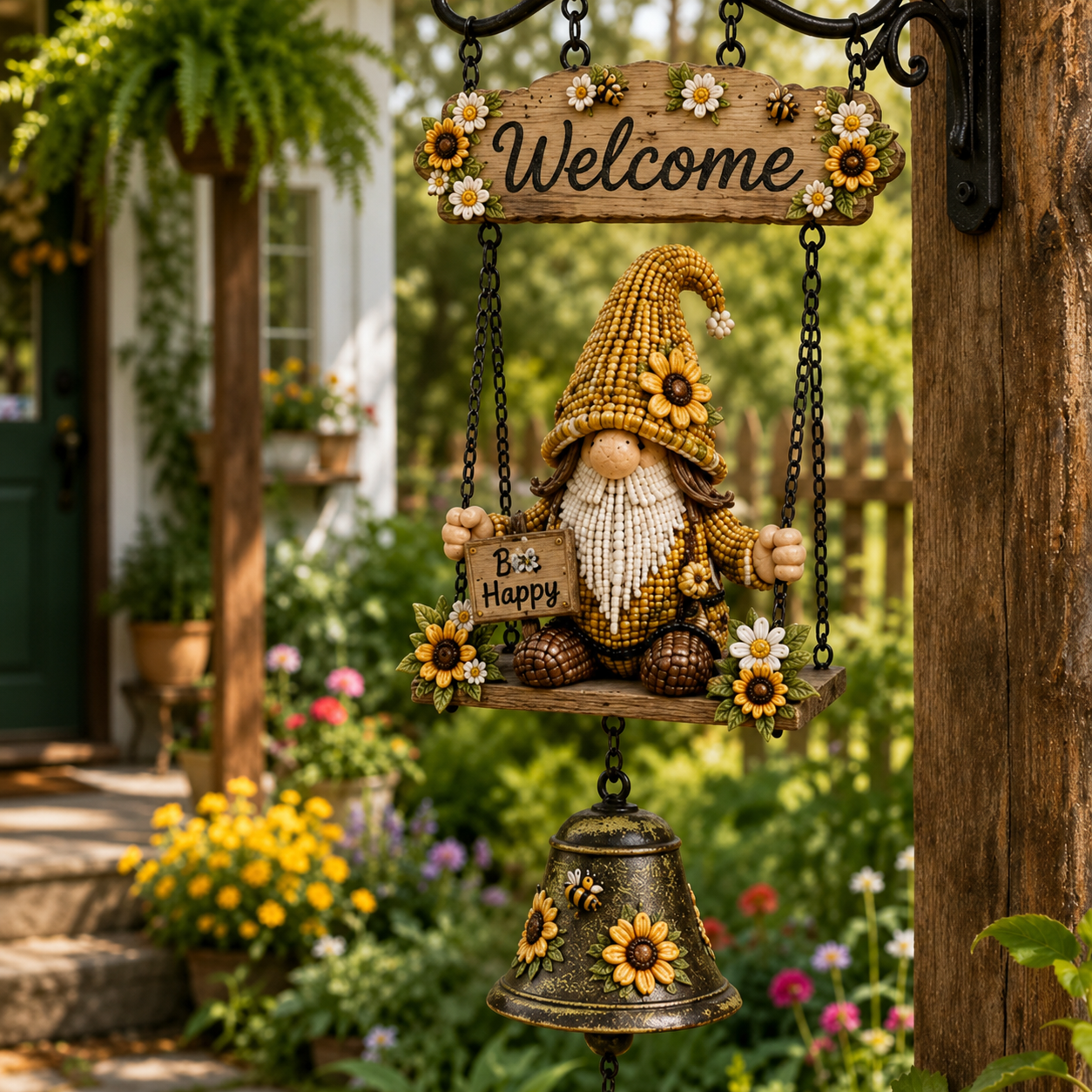 🔥Limited time 60% OFF – Rustic Garden Gnome Bell Outdoor Decor 🐞🌼-YH