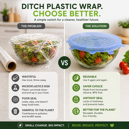 💦 Leak-Proof Self-Sealing Silicone Lids - Stretchable Fresh-Keeping Food Covers for Various Sizes 🧊-CW