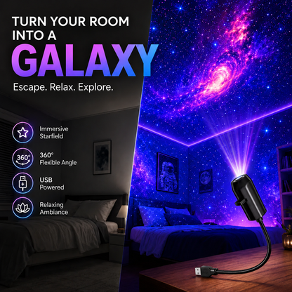 Plug-and-Play HD Star Projector – 12 Galaxy & Planet Scenes-CW