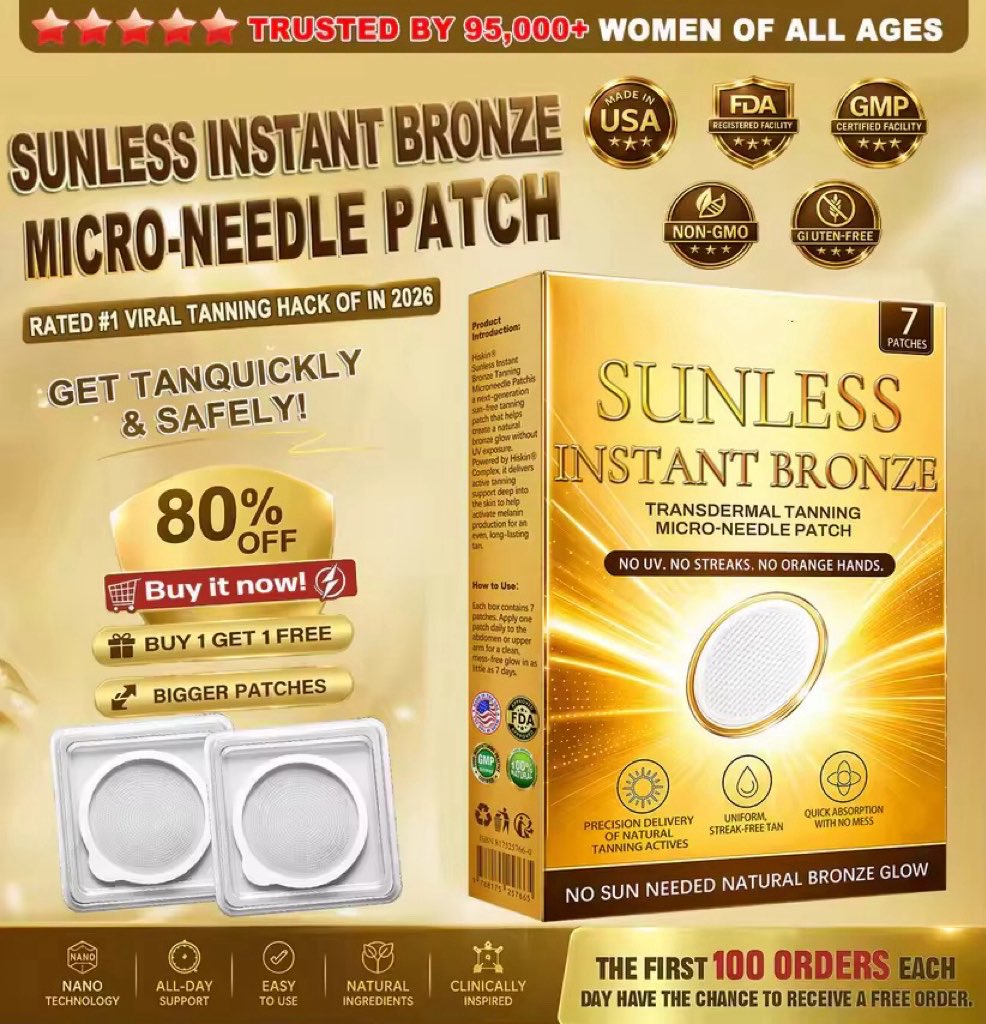 ☀️𝐒𝐮𝐧𝐥𝐞𝐬𝐬 𝐈𝐧𝐬𝐭𝐚𝐧𝐭 𝐁𝐫𝐨𝐧𝐳𝐞 𝐓𝐚𝐧𝐧𝐢𝐧𝐠 𝐌𝐢𝐜𝐫𝐨𝐧𝐞𝐞𝐝𝐥𝐞 𝐏𝐚𝐭𝐜𝐡 🇺🇸 (𝐉𝐮𝐬𝐭 𝐨𝐧𝐜𝐞 𝐚 𝐝𝐚𝐲) 𝐕𝐢𝐬𝐢𝐛𝐥𝐞 𝐁𝐫𝐨𝐧𝐳𝐞 𝐆𝐥𝐨𝐰 𝐢𝐧 𝟕 𝐃𝐚𝐲𝐬 ✅ 𝐍𝐨 𝐔𝐕, 𝐍𝐨 𝐎𝐫𝐚𝐧𝐠𝐞, 𝐍𝐨 𝐒𝐭𝐫𝐞𝐚𝐤𝐬, 𝐍𝐨 𝐃𝐇𝐀, 𝐍𝐨 𝐌𝐞𝐬𝐬-YH