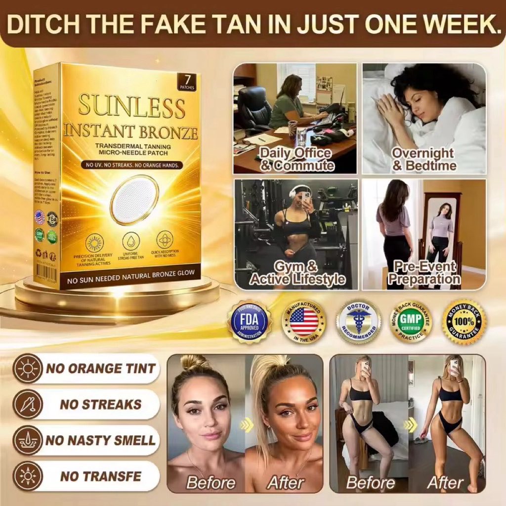 ☀️𝐒𝐮𝐧𝐥𝐞𝐬𝐬 𝐈𝐧𝐬𝐭𝐚𝐧𝐭 𝐁𝐫𝐨𝐧𝐳𝐞 𝐓𝐚𝐧𝐧𝐢𝐧𝐠 𝐌𝐢𝐜𝐫𝐨𝐧𝐞𝐞𝐝𝐥𝐞 𝐏𝐚𝐭𝐜𝐡 🇺🇸 (𝐉𝐮𝐬𝐭 𝐨𝐧𝐜𝐞 𝐚 𝐝𝐚𝐲) 𝐕𝐢𝐬𝐢𝐛𝐥𝐞 𝐁𝐫𝐨𝐧𝐳𝐞 𝐆𝐥𝐨𝐰 𝐢𝐧 𝟕 𝐃𝐚𝐲𝐬 ✅ 𝐍𝐨 𝐔𝐕, 𝐍𝐨 𝐎𝐫𝐚𝐧𝐠𝐞, 𝐍𝐨 𝐒𝐭𝐫𝐞𝐚𝐤𝐬, 𝐍𝐨 𝐃𝐇𝐀, 𝐍𝐨 𝐌𝐞𝐬𝐬-YH