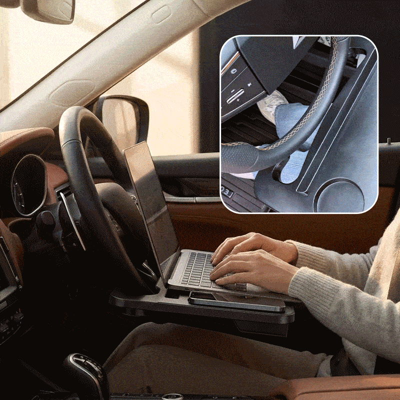 2-in-1 Car Steering Wheel Desk & Seat Gap Organizer Tray-JX