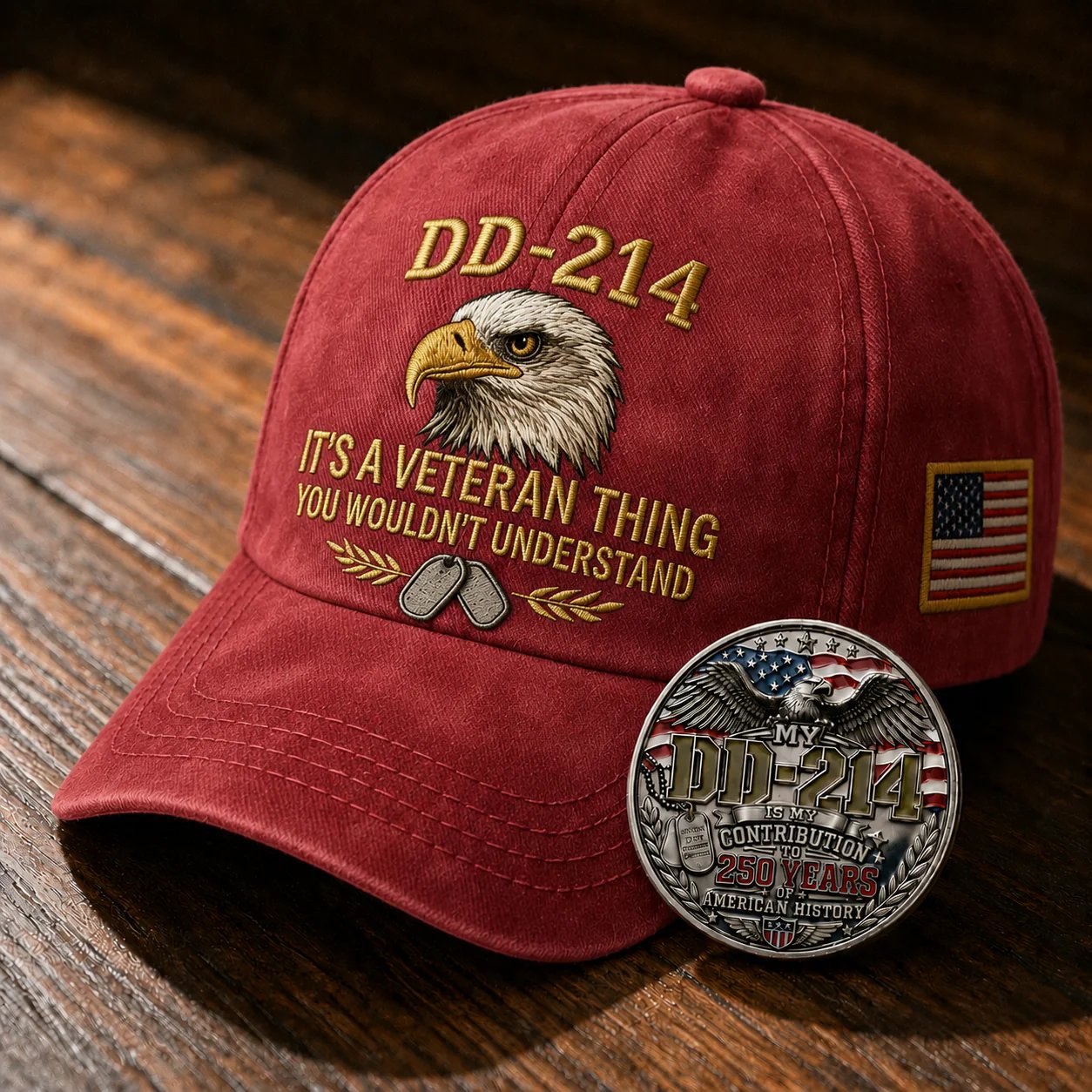 DD-214 Veteran 3D Embroidered Cap - “IT'S A VETERAN THING YOU WOULDN'T UNDERSTAND”🎁 Free Honor Coin With Every Cap Purchase-YH
