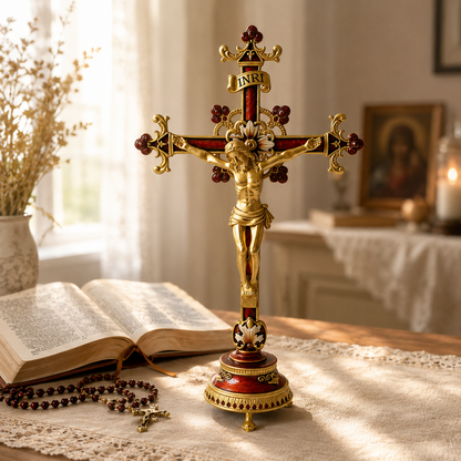 Hand-Painted Metal Jesus Christ Crucifix: Sacred Home Decor-YH