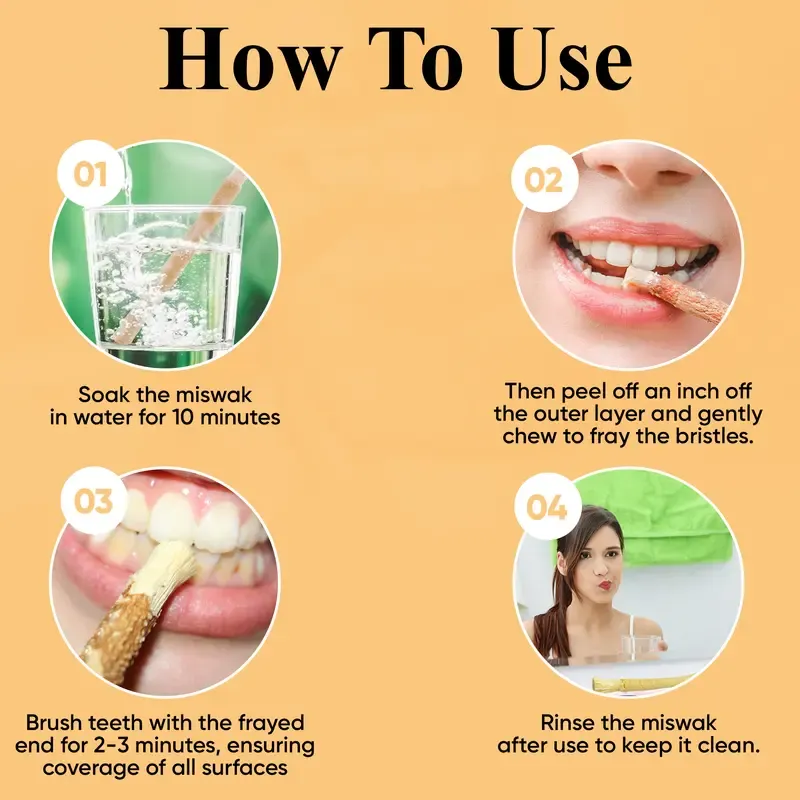 🌿 Natural Miswak Toothbrush Stick Oral Daily- Individually Wrapped, Traditional Toothbrush for Fresh Breath & Healthy Gums-JX