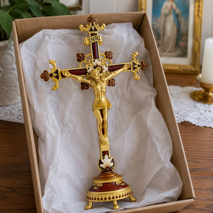 Hand-Painted Metal Jesus Christ Crucifix: Sacred Home Decor-YH