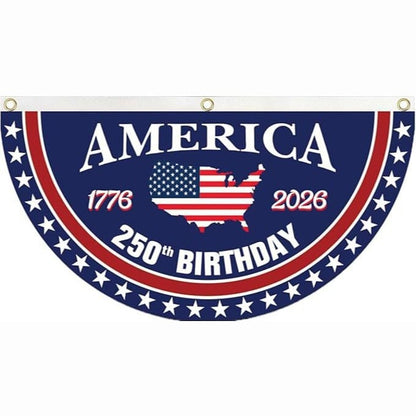 🗽USA 250th Anniversary Flag Half Round Banner🦅-YH