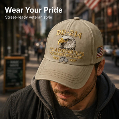 DD-214 Veteran 3D Embroidered Cap - “IT'S A VETERAN THING YOU WOULDN'T UNDERSTAND”🎁 Free Honor Coin With Every Cap Purchase-YH
