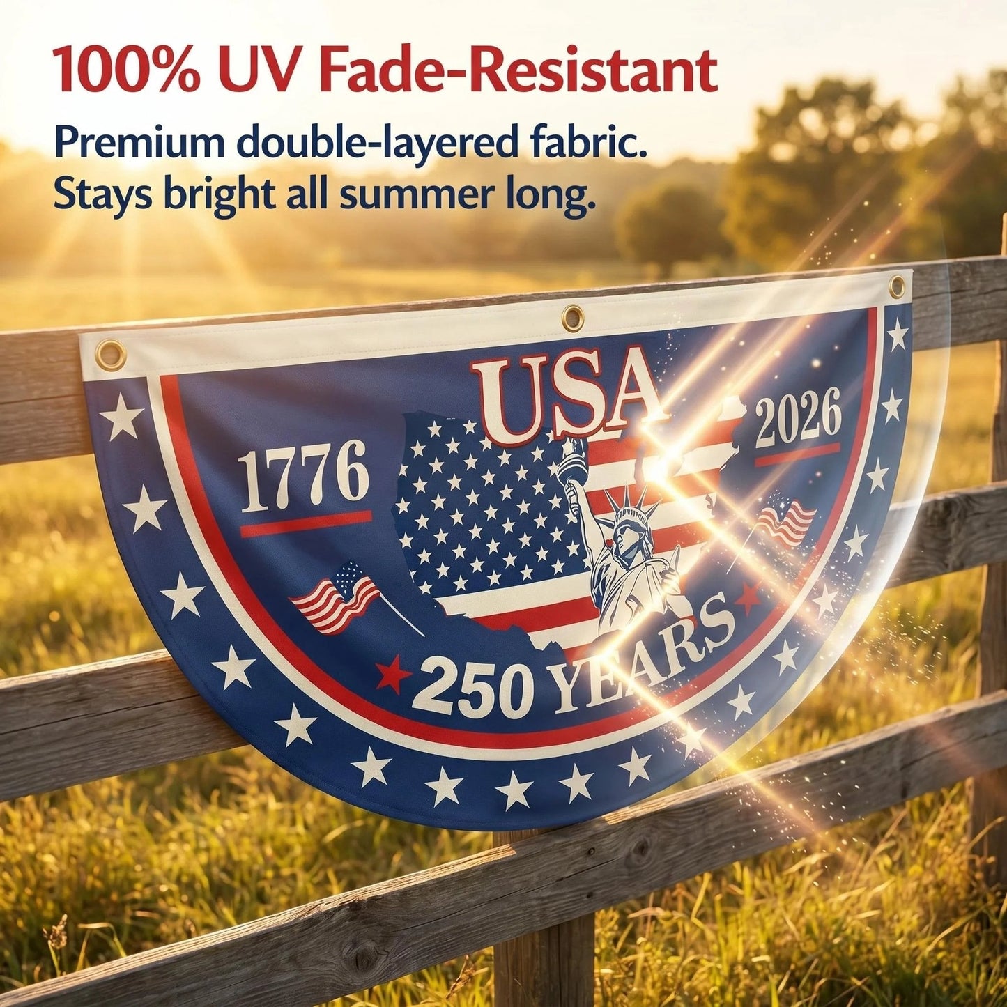 🗽USA 250th Anniversary Flag Half Round Banner🦅-YH