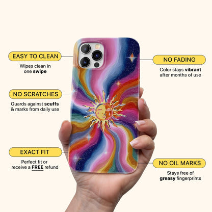 Sun Phone Case for iPhone 17 16 15 14 13 12 11 and Samsung Galaxy S25 S24 S23 S22 S21 Celestial Cosmic Abstract