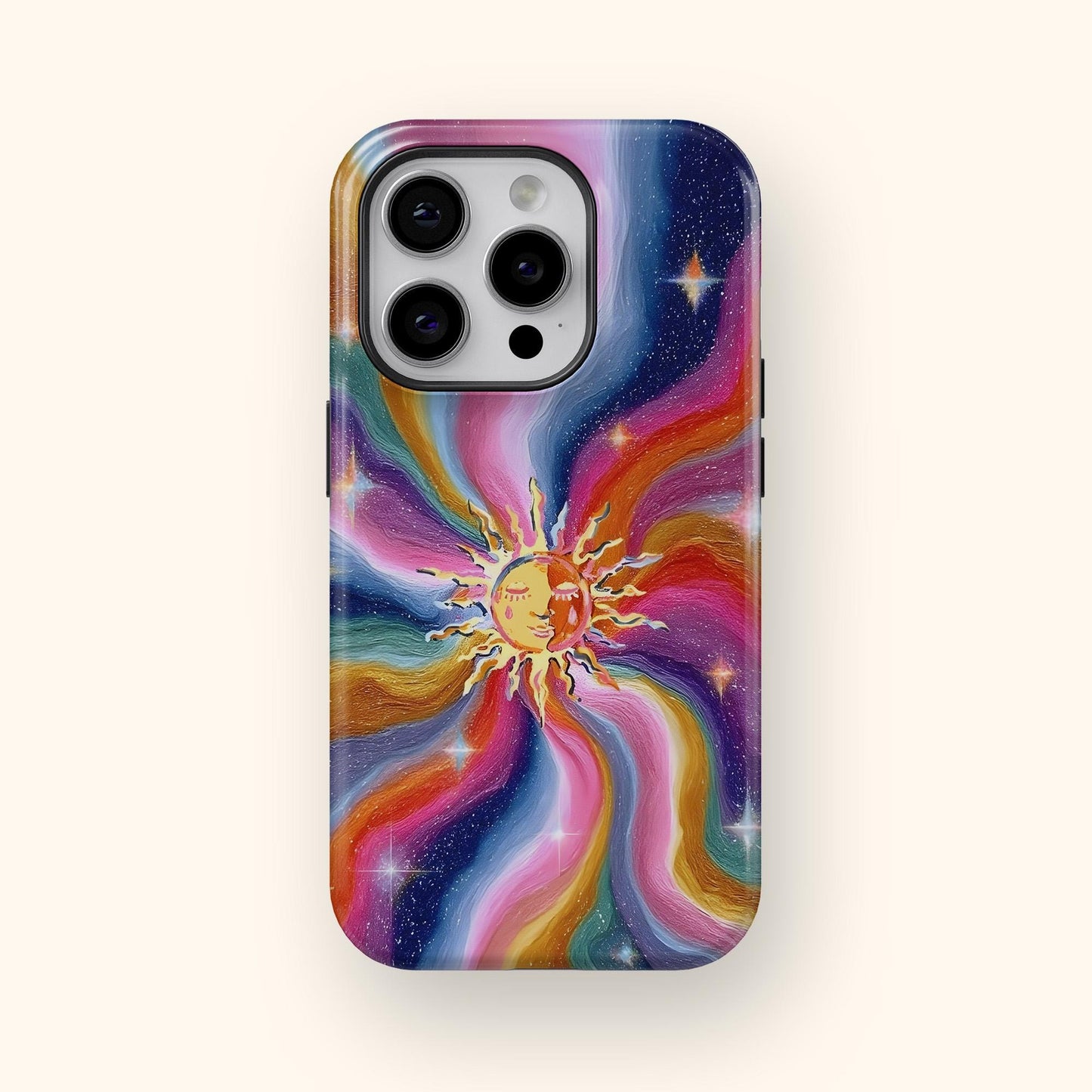 Sun Phone Case for iPhone 17 16 15 14 13 12 11 and Samsung Galaxy S25 S24 S23 S22 S21 Celestial Cosmic Abstract