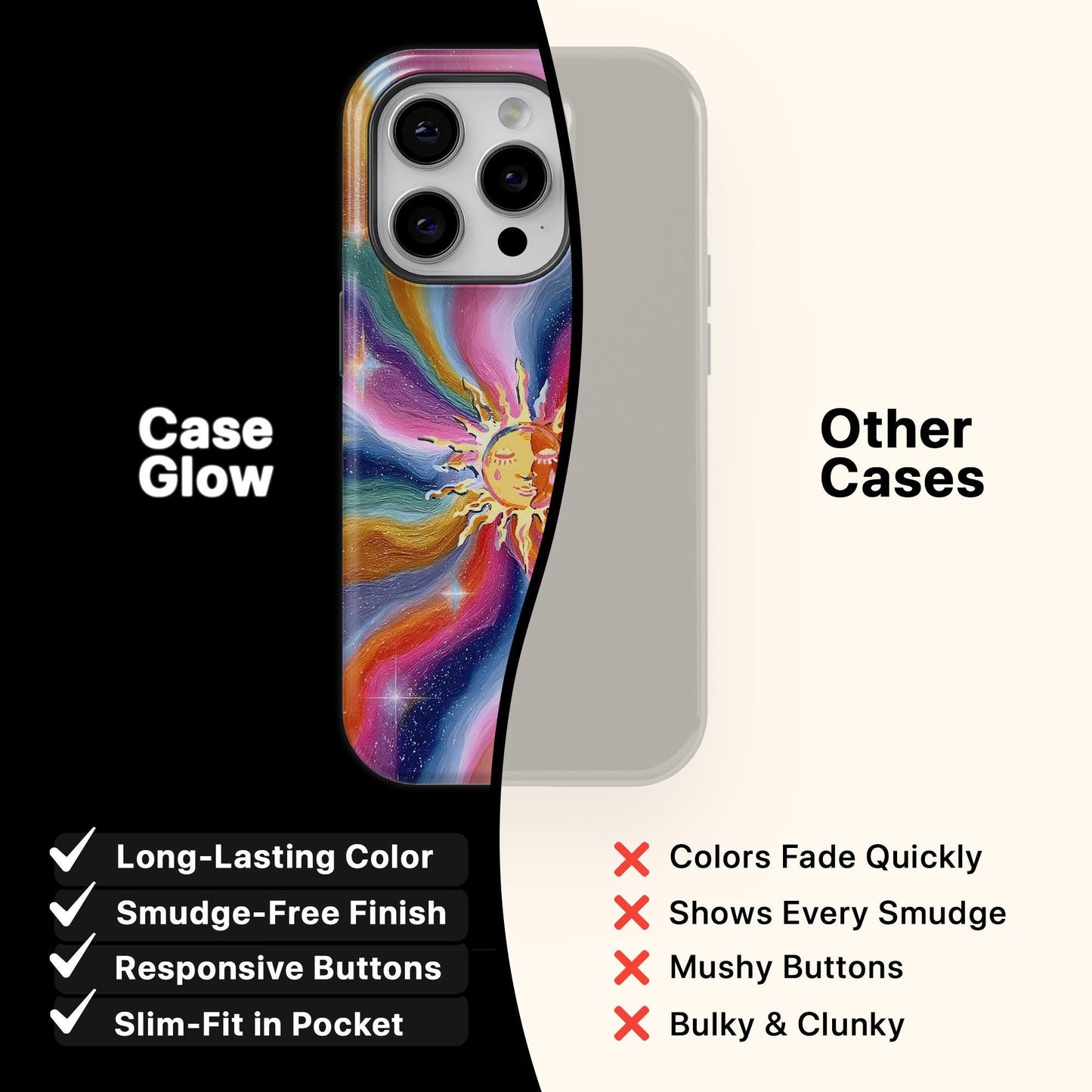 Sun Phone Case for iPhone 17 16 15 14 13 12 11 and Samsung Galaxy S25 S24 S23 S22 S21 Celestial Cosmic Abstract
