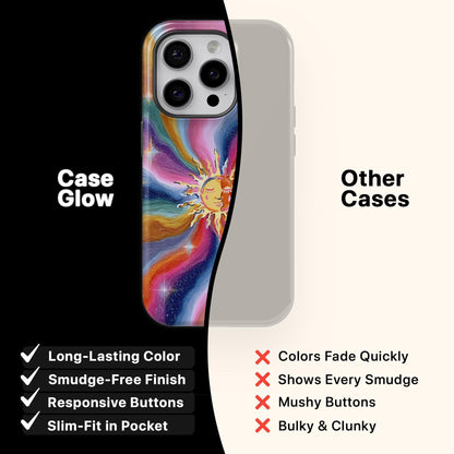 Sun Phone Case for iPhone 17 16 15 14 13 12 11 and Samsung Galaxy S25 S24 S23 S22 S21 Celestial Cosmic Abstract