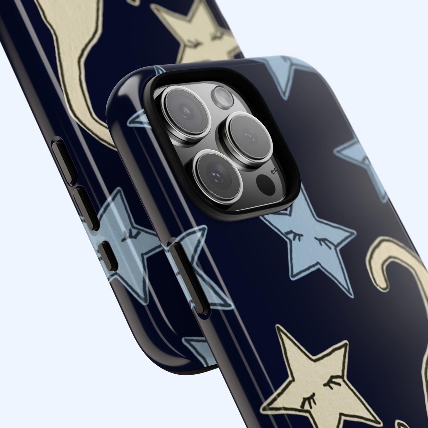 Cat and Stars Phone Case - Celestial Grunge Design for iPhone and Samsung Galaxy