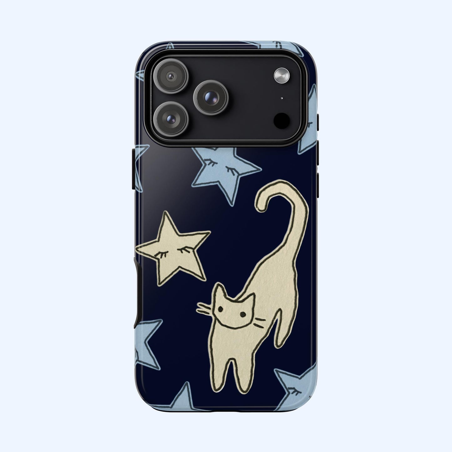 Cat and Stars Phone Case - Celestial Grunge Design for iPhone and Samsung Galaxy