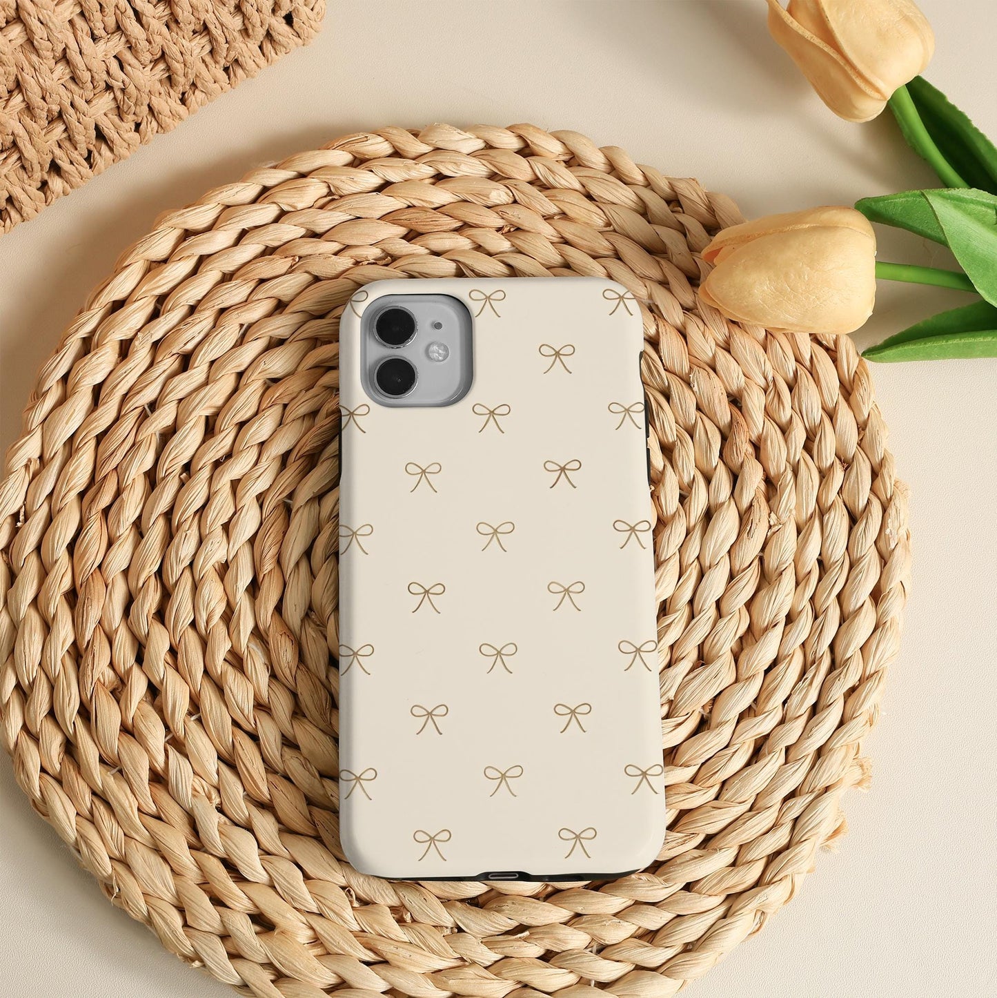 Simple Bows Phone Case Slim/Tough Cover for iPhone 17 Pro Max, 2026 iPhone 17e/16e, iPhone Air, 16 15 14 Plus, 13 12 Mini, X XS XR SE