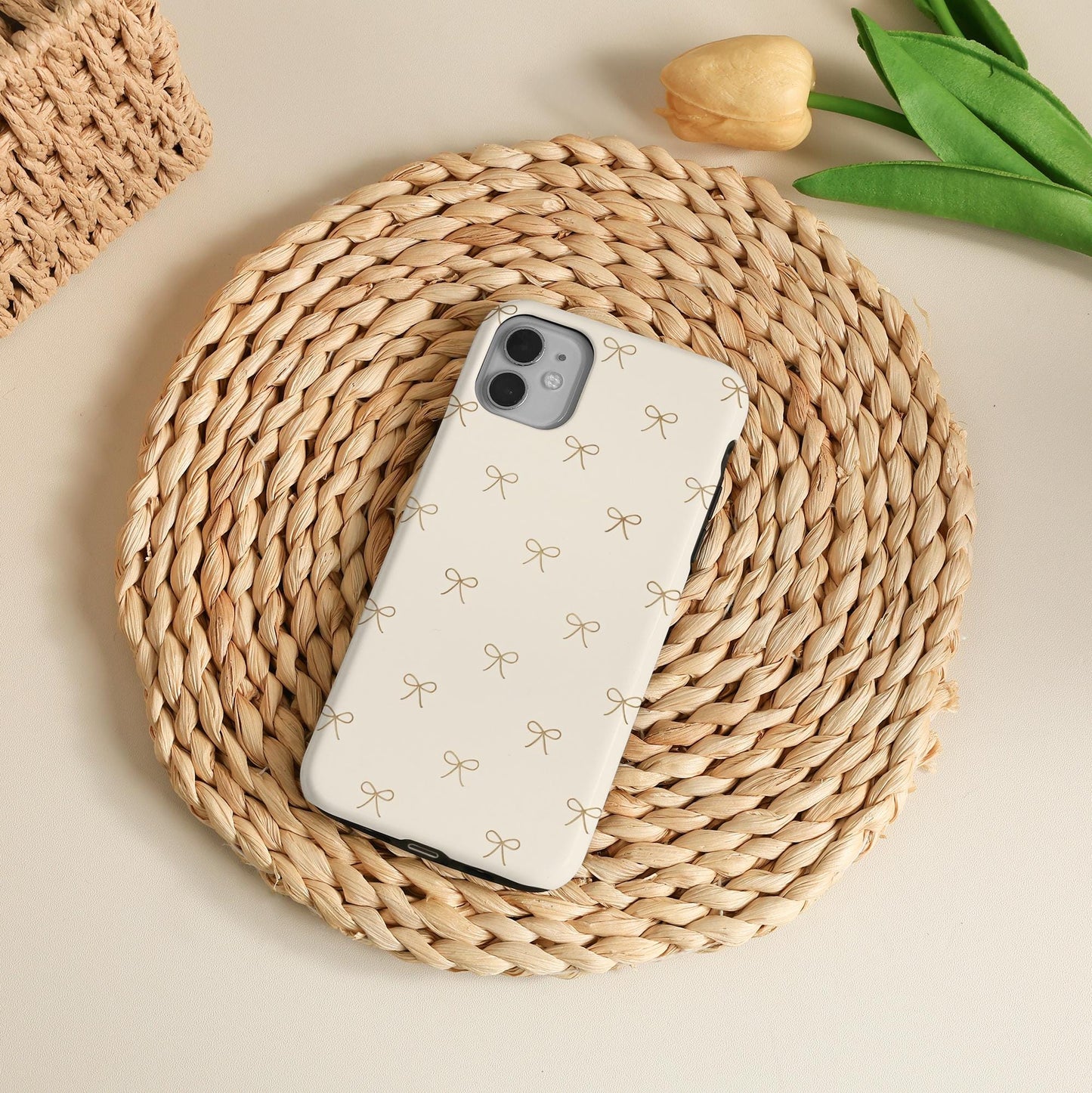 Simple Bows Phone Case Slim/Tough Cover for iPhone 17 Pro Max, 2026 iPhone 17e/16e, iPhone Air, 16 15 14 Plus, 13 12 Mini, X XS XR SE