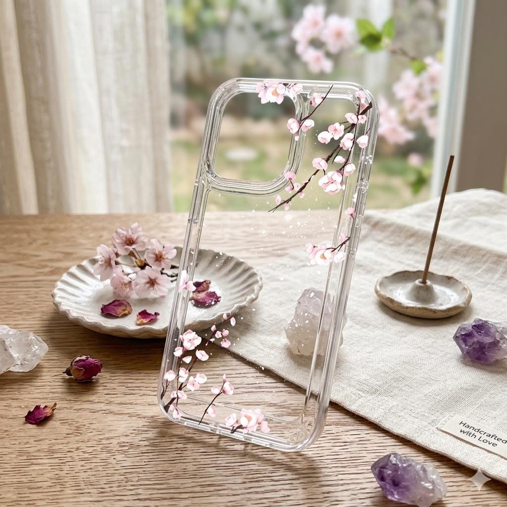 White Lotus Peony Clear Phone Case for Samsung Galaxy