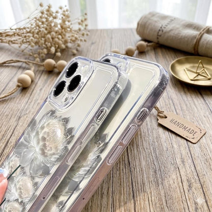 White Lotus Peony Clear Phone Case for Samsung Galaxy