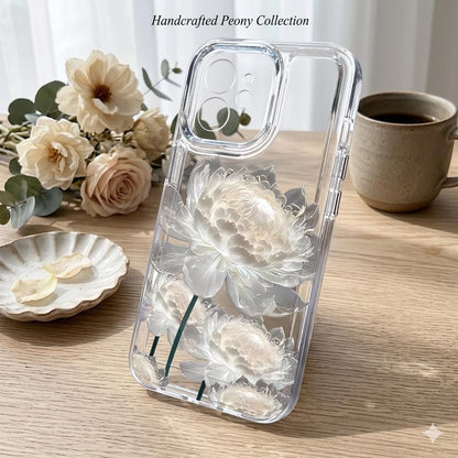 White Lotus Peony Clear Phone Case for Samsung Galaxy
