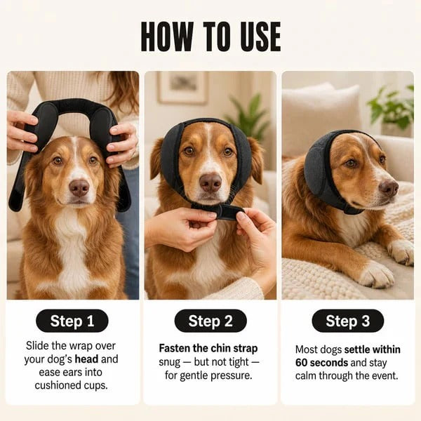 🐶 Sound-Dampening Dog Ear Wrap for Loud Noises & Calming Comfort-CW