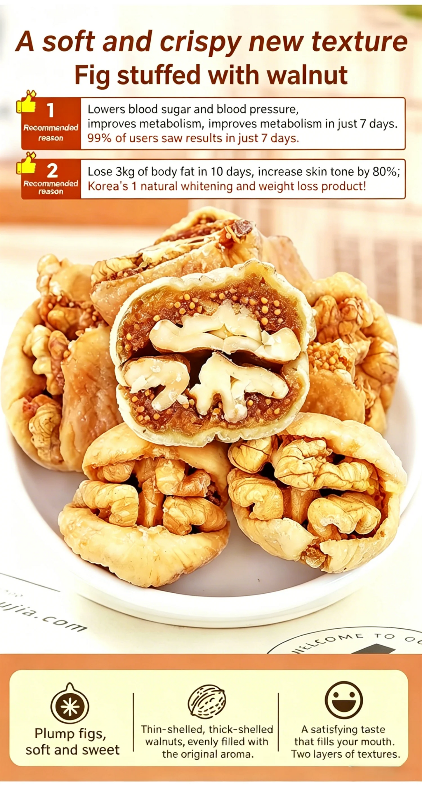 🌰 100% Sugar-Free Juicy Soft Figs Stuffed With Crispy Nutritious Walnuts | All-Natural Healthy Munch For Daily Snacking-ANN