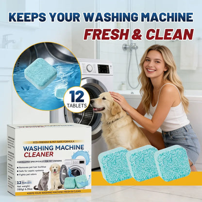 12Pcs Eco-Friendly Washing Machine Cleaner Tablets, Removes Pet Hair Buildup, Strong Deodorization, Long-Lasting Washer Inner Drum Cleaning.-ANN