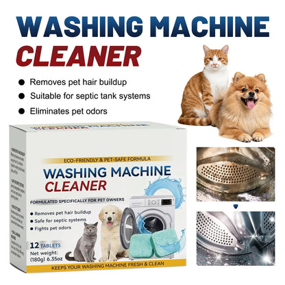 12Pcs Eco-Friendly Washing Machine Cleaner Tablets, Removes Pet Hair Buildup, Strong Deodorization, Long-Lasting Washer Inner Drum Cleaning.-ANN