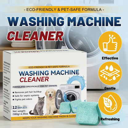 12Pcs Eco-Friendly Washing Machine Cleaner Tablets, Removes Pet Hair Buildup, Strong Deodorization, Long-Lasting Washer Inner Drum Cleaning.-ANN