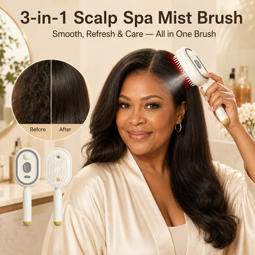 Electric Spray Air Cushion Massage Hair Comb – Anti-Tangle & Essential Oil Mist Brush-CW
