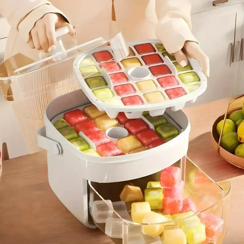 Handled Press-Type Ice Cube Tray (Double-Layer)-ZGD