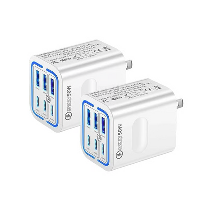 Portable Multi Port Charging Station 50W, 6-Port USB C & USB A,Adapter Cube Plug for Phone ,for iPad-CW