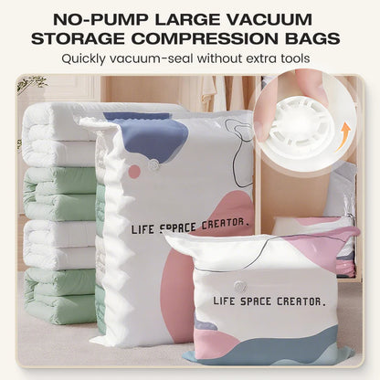 🧳No‑Pump Vacuum Storage Bags – Press & Seal, No Pump Needed. Saves 80% Space, Keeps Clothes Dry & Dust‑Free-ZGD