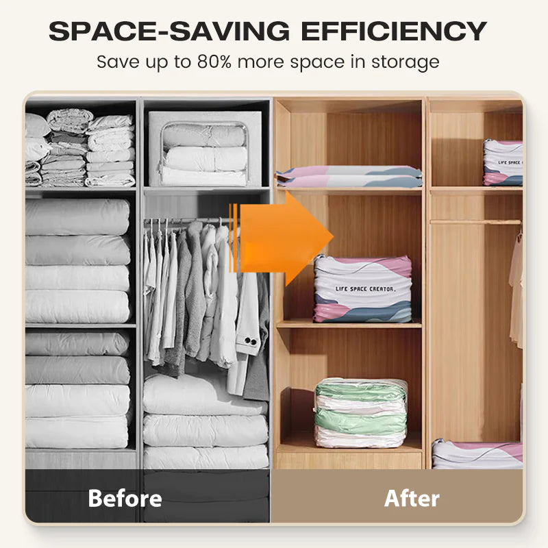 🧳No‑Pump Vacuum Storage Bags – Press & Seal, No Pump Needed. Saves 80% Space, Keeps Clothes Dry & Dust‑Free-ZGD