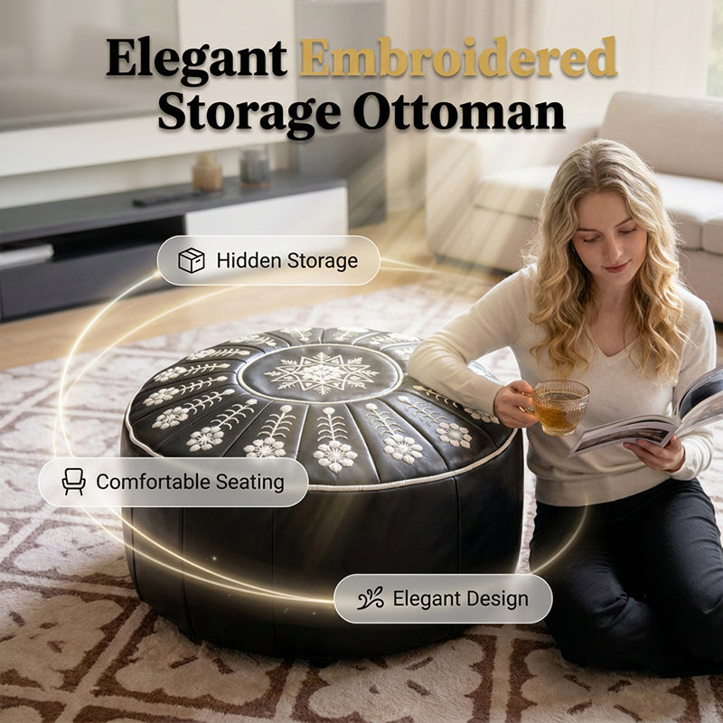 🥳2026 HOT SALE🥳💞50K+ SOLD!🏡🔊 50% OFF! High-end luxury-quality leather Versatile Round Storage Seat-YH